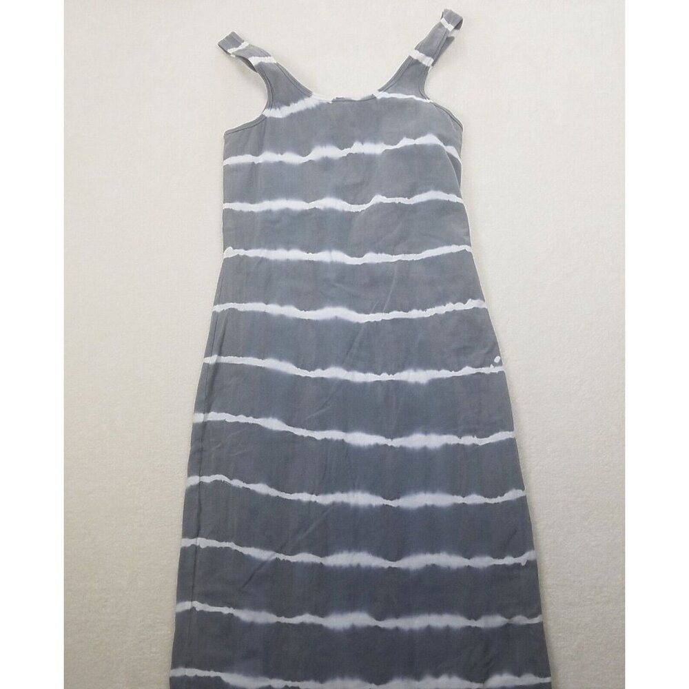 Hard tail forever women's L gray striped tie dye maxi tank top‎ dress lined NWT